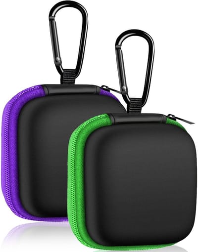 2 Stuks Draagbare Opbergtas voor Oordopjes & Accessoires met Karabijnhaak