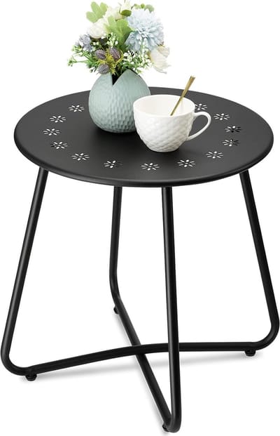 Buiten bijzettafel - Tuinmeubel - Terras Ontspanning - Waterproof Materiaal - 45 cm Diep - Zwart