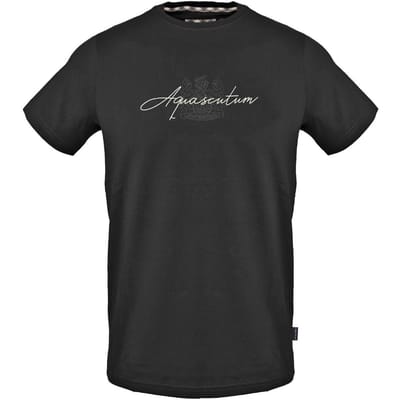 Aquascutum Heren Script Crew Neck Regular T-shirt (Zwart)