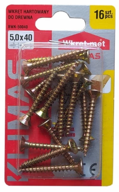 Wkręt-met - Hardhouten Schroeven - 5x40mm - 16 stuks - PZ2 - Gouden
