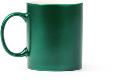 5 keramische mokken Groen gekleurde buitenzijde goudkleurig binnenzijde 350ml geschikt voor LASER, model Marty