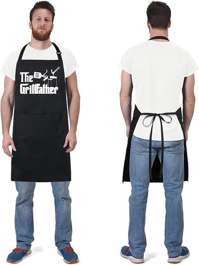1 stuk - Leuk schort - met 2 zakken - Verstelbaar schort - Restaurant werkschort - Vlekbestendig - Zwart 75×65cm - Geschikt om te koken, schilderen en grillen
