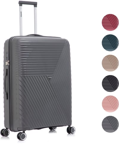 TRALEX - Voyager - Medium koffer - 67L - 66x44x26cm - Polypropyleen - Harde schaal - TSA-slot - Lichtgewicht - Flexibel - Duurzaam - Stille (rubberen) wielen - Dubbele Spinner-wielen - Dim Grey