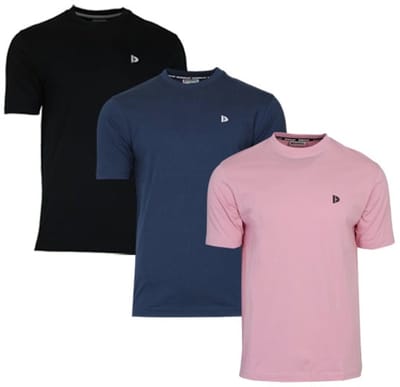 3-Pack Donnay - T-shirt (Vince) - Sportshirt - Heren - Black/Navy/Candy Pink (745) - maat S