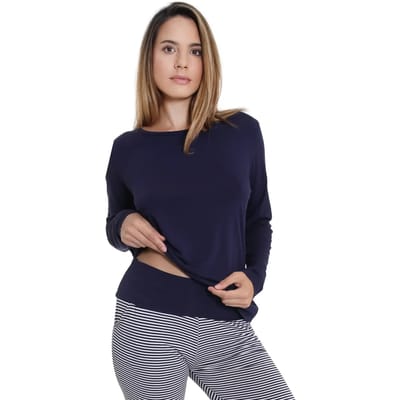 Nacht T-shirt met lange mouwen streep vrouw Sassa Casual Comfort