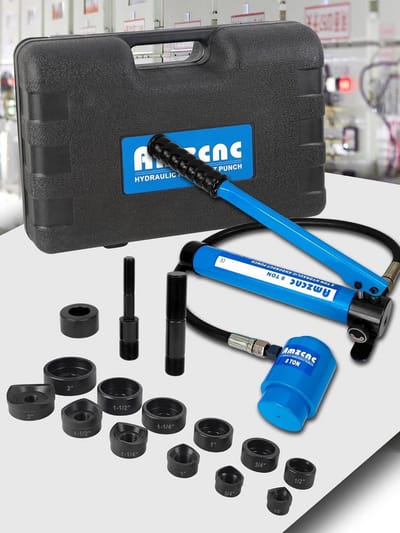 Hydraulische Perforatieset 10 Ton met 6 Matrijzen voor Staal en Kunststof