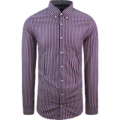 Tommy Hilfiger Slim Fit Oxford Overhemd Gestreept Navy Heren Top