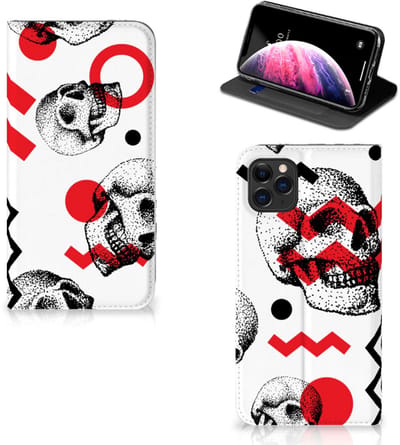 Mobiel BookCase Apple iPhone 11 Pro Max Skull Red