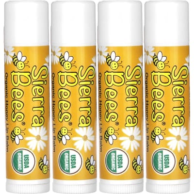 Biologische Lippenbalsem, Honing, 4 Stuks, 0,15 Oz (4,25 G) Elk brown