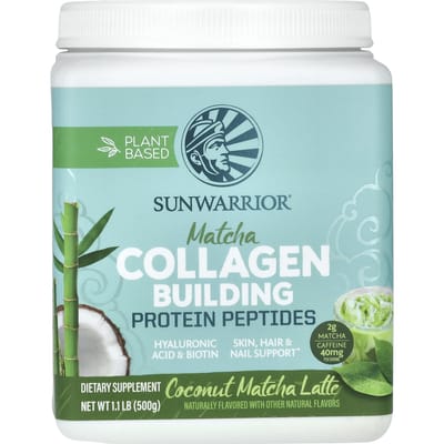 Sunwarrior, Peptides de protéines de renforcement du collagène, Latte Matcha à la noix de coco, 1,1 lb (500 g)