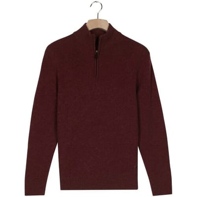 Baileys Trui Lambswool Half Zip Argyle Jacquard Knit Deep Mauve / male