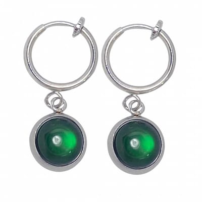 Klem oorbellen- groen -zilverkleur- geen gaatje- Charme Bijoux