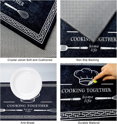 Famanu – Keukenmatten Antislip Wasbare Keukentapijten Deurmat Vloerkleed - 2 Stuks Keukenmatten voor Huisdecoratie (Keukengerei A - +)