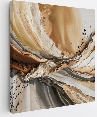 Saammp Canvas Schilderij - Beige - Bruin - Abstract - 20x20 - Foto op canvas - Wanddecoratie - Muurdecoratie Woonkamer - Slaapkamer decoratie - Canvas Print