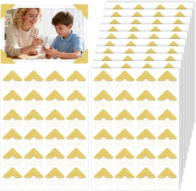 Zelfklevende Fotohoeken - Set van 10 Vellen - 240 Stuks - Zuurvrij Papier - Foto Plakkers voor Scrapbooking & Fotoalbum - Klassiek Goud - 2x2 cm - Decoratieve Hoekjes voor DIY Projecten - Foto-accessoires