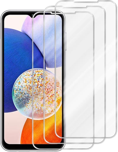 Cadorabo 3x Screenprotector geschikt voor Samsung Galaxy A14 4G / 5G - Beschermende Pantser Film in KRISTALHELDER - Getemperd (Tempered) Display beschermend glas in 9H hardheid met 3D Touch