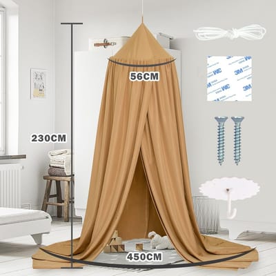 Baldakijn kinderkamer, bedhemel babybed kinderkamer 4 kleuren, hangend rond Princess insectennet muggennet, voor kinderkamer en speelkamer decoratie, 56 x 230 x 450 cm (goud)