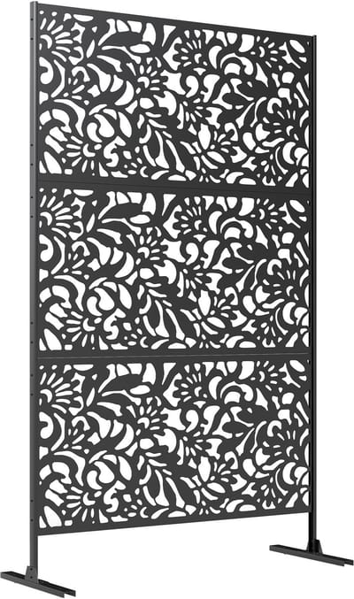Outsunny Privacy Screen voor buiten - Gegalvaniseerd staal - 122x45x198cm - Zwart