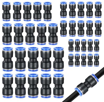 40 Stuks Pneumatische Koppelingen 4,6,8,10,12 mm Push-in Snelkoppeling voor Luchtslangen