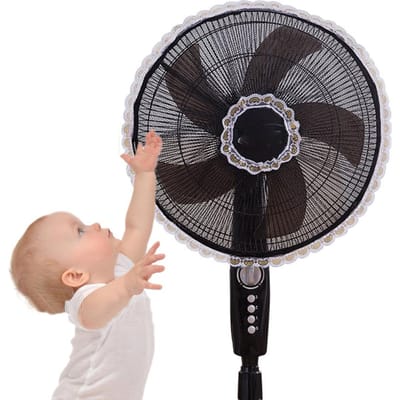 Elektrische Ventilator Gaasafdekkingen voor Baby Kinderen Vingerbeschermer Veiligheidsgaas Netten Afdekking Huis Kantoor Stof zwart