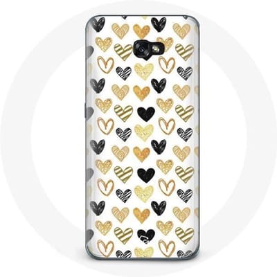 Hoesje voor Samsung Galaxy A3 2017 Abstracte textuur achtergrond harten zwart geel en grijs