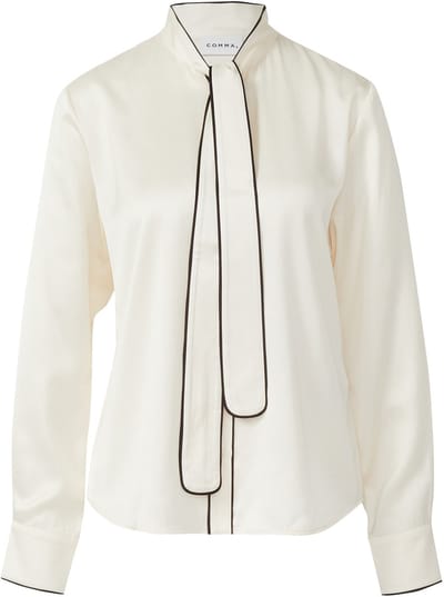 Satin Blouse met Strik-kragen en Verborgen Knopenlijst Dames COMMA