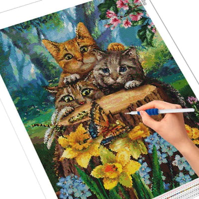 Peinture Diamant Point Complet Chat 5D DIY Strass Art Broderie Diamant Animal Décoration de Maison Full Round 20X30CM black