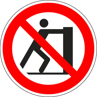 Duwen verboden sticker - ISO 7010 - P017 50 mm - 10 stuks per kaart