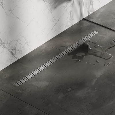 Brauer Douchegoot Small met Standaard Rooster en Flens - 100 cm - Rvs Geborsteld