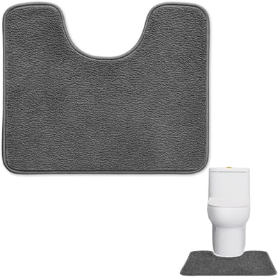 Dailygoods - Absorberende toiletmat antislip, extra zachte badkamermat, U-vormig microvezel ontwerp, hoog absorberend, wasbaar, grijs, 50x60 cm, voor badkamer en toilet
