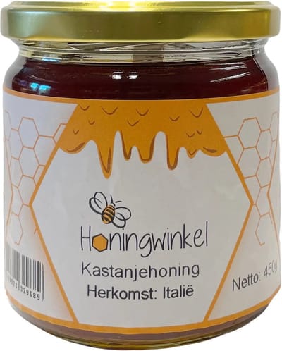 Kastanjehoning Italië 450g Honingwinkel (vloeibaar)