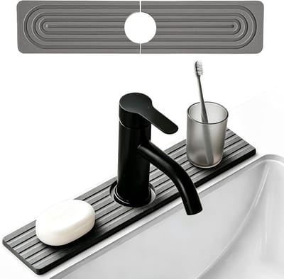 Afdruipmat voor gootsteen, waterabsorberend en vochtbestendig, ideaal voor keuken en badkamer, 40 x 10 cm, donkergrijs, antislip en duurzaam