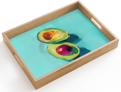 Dienblad hout 40x30 cm - Schootdienblad - Avocado - Groen - Pit - Schaduw - Borrelplank rechthoek - Plateau dienbladen