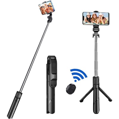 Trépied pour Selfie sans fil BT, bâton extensible en alliage d'aluminium, Rotation à 2021 ° pour téléphone, mode 2021