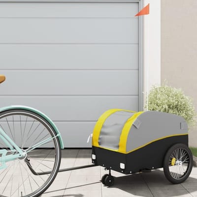 Fietskar - Boodschappenkar - Goederen Vervoeren - Robuust IJzeren Frame - 30 kg Laadvermogen - Zwart Geel