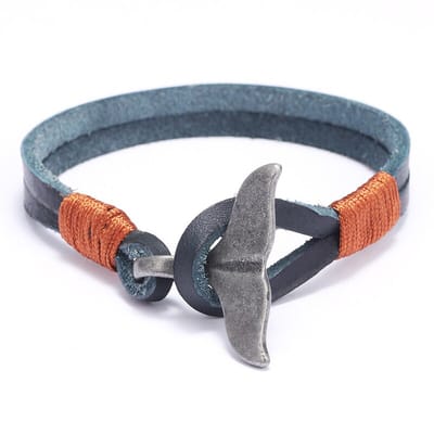 Marama - herenarmband Tail blauw  - leer - 21 cm. - mannen - armband