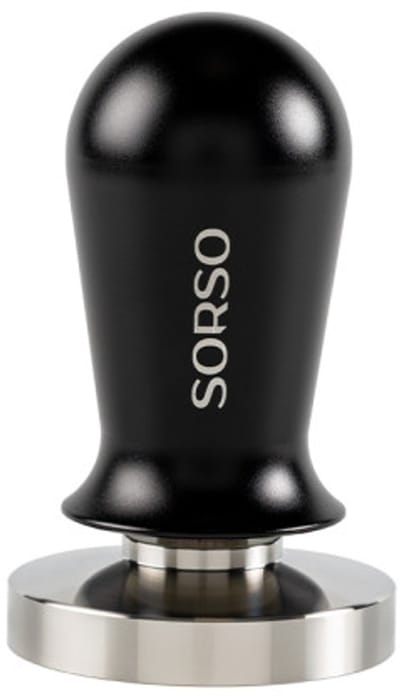 SORSO Barista dynamometrische tamper, roestvrij staal, met aluminium handvat, 58 mm – Zwart