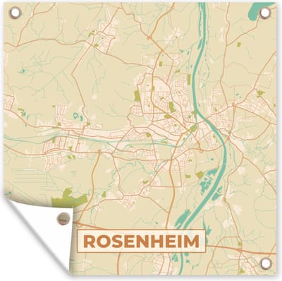 Tuin poster Rosenheim - Plattegrond - Kaart - Vintage - Stadskaart - 200x200 cm - Tuindoek
