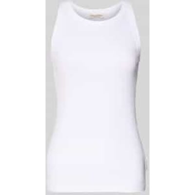 Shaped fit tanktop van geribde jersey met ronde hals