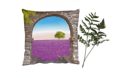 Sierkussens - Kussentjes Woonkamer - 40x40 cm - Bloemen - Lavendel - Boom - Doorkijk