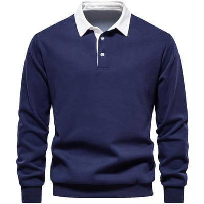 Heren Trui met Lange Mouwen en Polokraag Herfst Trend Heren Trui All-match M blue