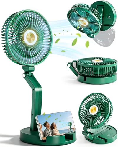 Mini Fan Oplaadbaar - Draagbare Mini Ventilator - Elektrisch Draagbare Ventilator - Ventilator - Oplaadbare Oscillerende Ventilator - 3 Ventilatorsnelheden - Flexibel Vouwen en Uitschuiven - Voor Slaapkamer, Kantoor, Camping en Op Reis - Wit