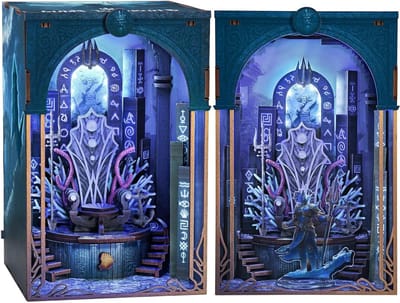 Miniatuur Huis - Boekenplank Decoratie - Hobby Bouwpakket - Art Nouveau Bibliotheek - 1:12 Schaal - Blauw