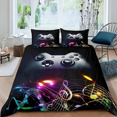 Gaming Beddengoed Set Game Dekbedovertrek 135 voor Volwassenen Kinderen Zachte Microvezel Modern Gamepad Dekbedovertrek Decoratief met Kussensloop 70x133cm 2pcs