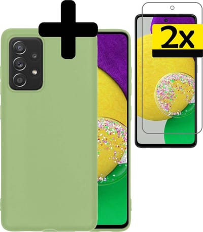 Hoesje - Met 2x Screenprotector - Geschikt voor Samsung Galaxy A52s 5G - Sterk & Shockproof - Back Cover - Siliconen Case - Telefoon Hoes - Telefoonhoesjes - Groen