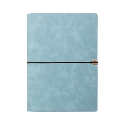 Dailygoods - Notitieboek, leer, A5, bruin, vintage dagboek, A5-ringband, navulbaar, Travelers Notebook, elegant leren dagboek om te schrijven en te schetsen, cadeau voor mannen en vrouwen (hemelsblauw)