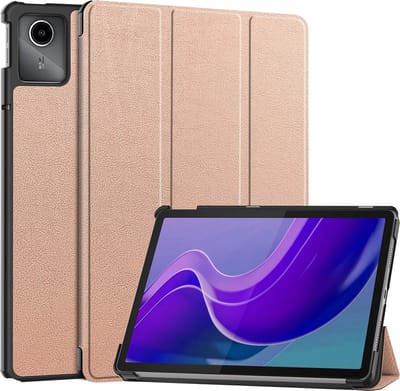 Hoesje - Geschikt voor Lenovo Tab M11 (11 inch) - Dun & Stevig - Hardcover Book Case - Trifold Bookcase Hoes - Hard Cover - Tablethoes - Rosé goud