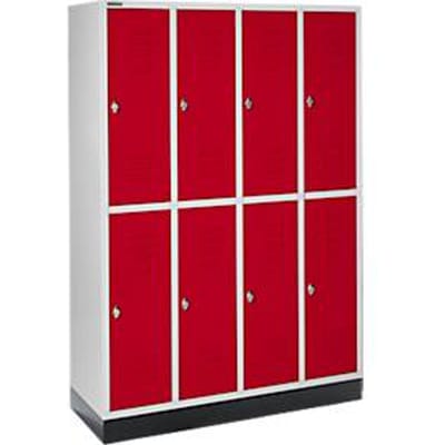 Schäfer Shop Select Kledinglocker, 4 x 2 compartimenten, met fitting, draaigrendelslot, Deur robijnrood