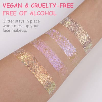 Thijox - Face Glitter Gel Set van 2 Stuks, Holografische Zeemeermin Glitter voor Gezicht, Lichaam en Lip, Cosmetische Reflecterende Glitter voor Festi