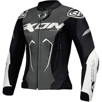 Ixon Vortex 3 JKT L Zwart Antraciet Wit Dames Leren Motorjas - Jas